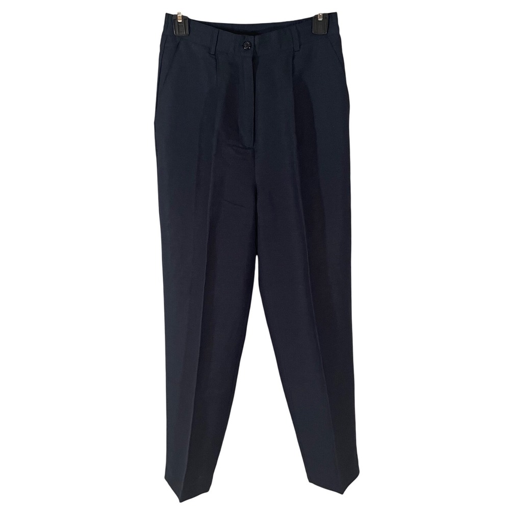 Adolfo Studio‎ Womens Linen Blend Pleated Tapered Trousers Nav  Size 6
VTG 90s